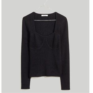 Madewell Wide Rib Sweater Top true black